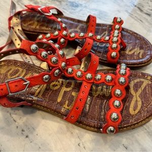 Sam Edelman Elisa leather gladiator sandals coral 7.5